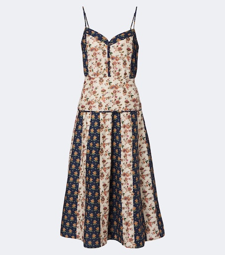 Polo Ralph Lauren, Floral cotton and silk midi dress, Women, Multicolor, US 4, Dresses