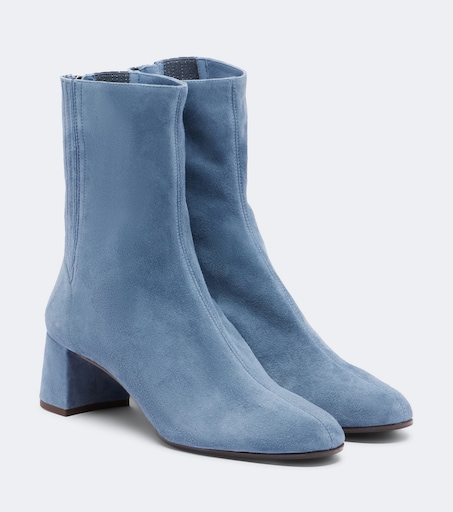 Saint Honoré suede ankle boots in blue - Aquazzura | Mytheresa