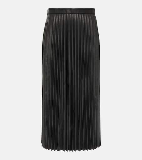 Pleated leather midi skirt in black Balenciaga Mytheresa