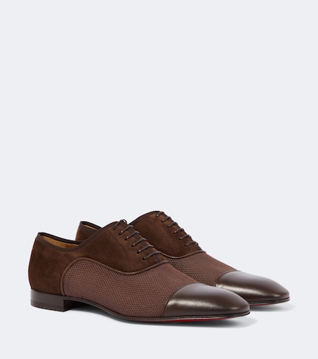 Greggo leather-trimmed suede Oxford shoes in brown  display picture 3