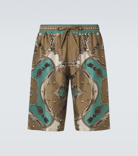 Dolce & Gabbana Printed silk twill shorts