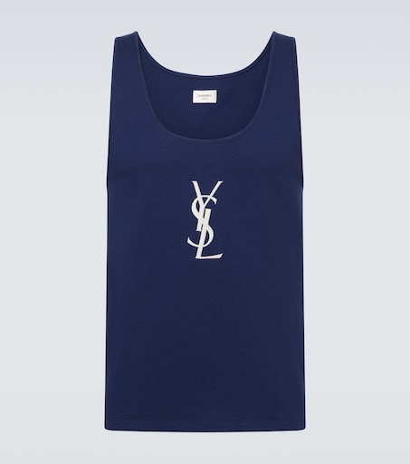 Yves Saint Laurent ドット柄タンクトップ ホワイト XS ロゴ SAINT LAURENT YSL vintage logo Tshirt short sleeve color white