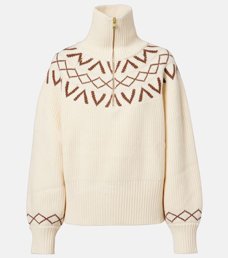 Sigrid ribbed-knit half-zip sweater in white - Varley | Mytheresa