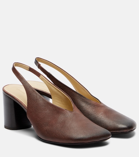 Glove leather slingback pumps in brown - Lemaire | Mytheresa