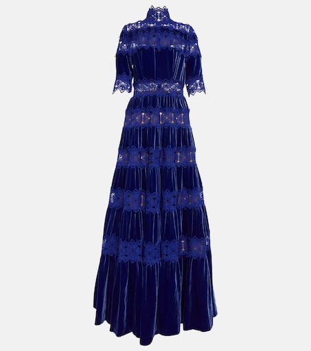 COSTARELLOS コスタレロス ドレス Lapis draped velvet 850985 Lapis draped velvet maxi dress in pink - Costarellos | Mytheresa
