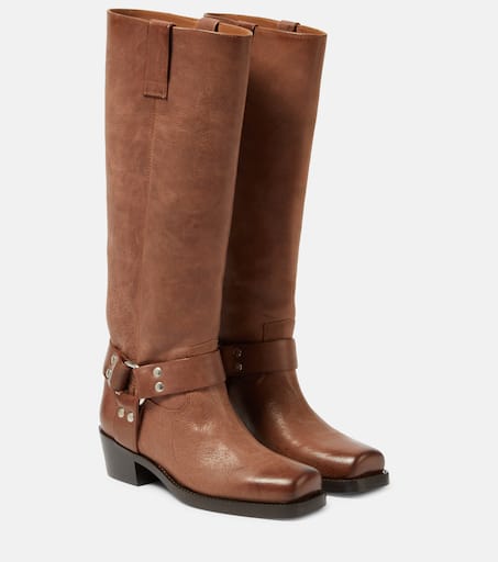 Roxy leather knee-high boots in brown - Paris Texas | Mytheresa