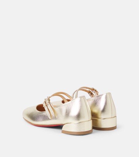 Christian Louboutin Kids 제인 필 메탈릭 가죽 메리 제인 플랫