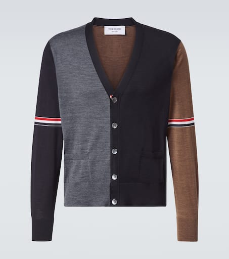Colorblocked virgin wool cardigan in multicoloured - Thom