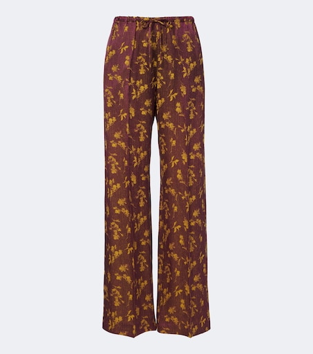 Floral wide-leg pants in brown - Dries Van Noten | Mytheresa