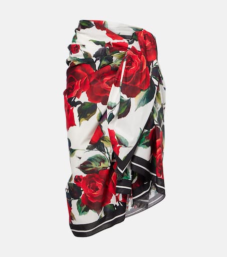 【Dolce&Gabbana】ポルトフィーノプリントシルクビーチ cover-up Portofino printed silk beach cover-up in multicoloured
