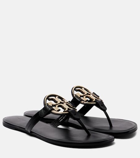 Metal Miller leather thong sandals in black - Tory Burch | Mytheresa