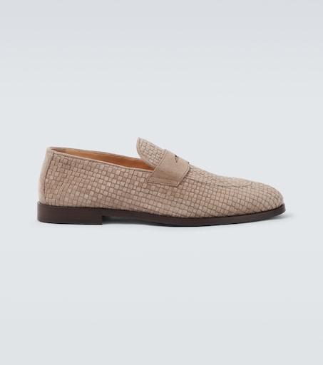 Brunello Cucinelli Woven suede penny loafers