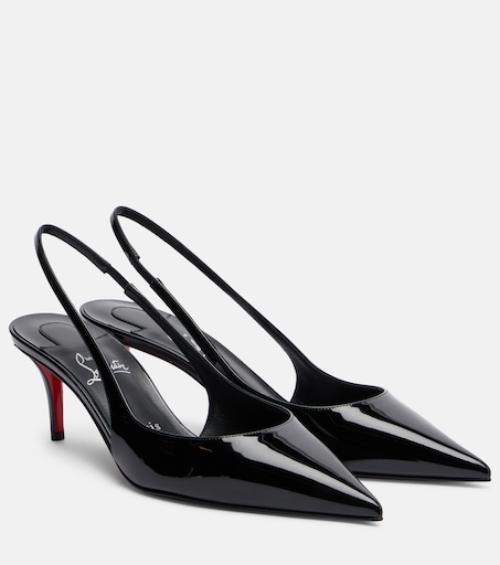 Escarpins slingback Miss Z 60 en cuir verni en noir – Christian Louboutin | Mytheresa
