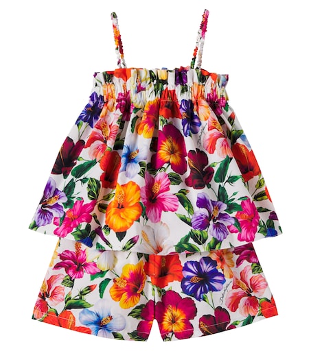 Floral cotton top and shorts set in multicoloured - Dolce Gabbana