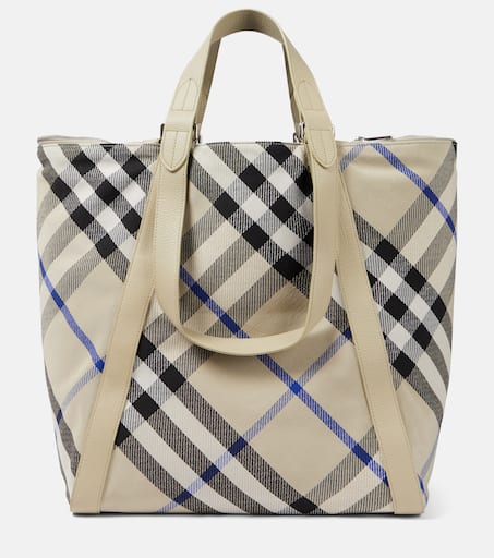 Large checked jacquard tote bag in multicoloured - Burberry