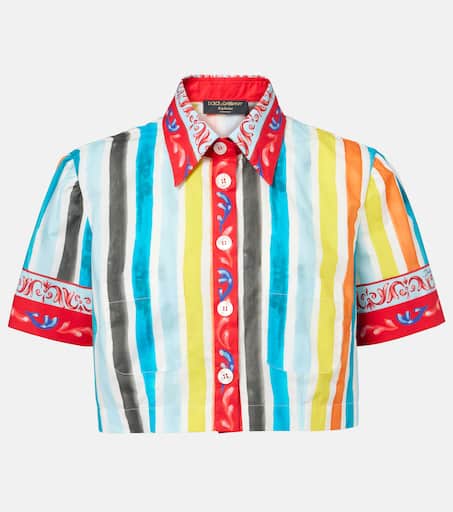 Striped cropped cotton top in multicoloured - Dolce Gabbana