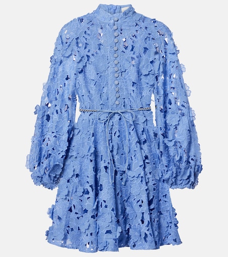Zimmermann, Patience floral cotton minidress, Women, Blue, US 10, Dresses