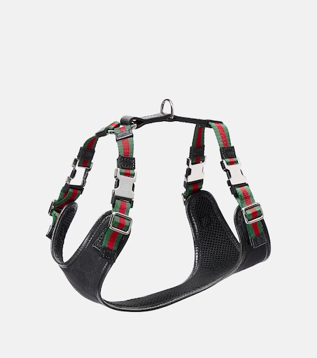 XS GG canvas leather-trimmed dog harness in black - Gucci | Mytheresa