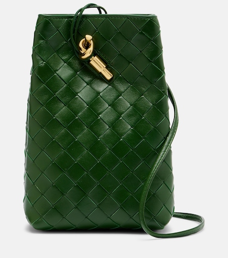 Andiamo Mini leather crossbody bag in green - Bottega Veneta