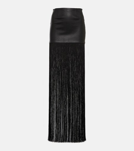 Shanghai fringed leather maxi skirt in black - Stouls | Mytheresa