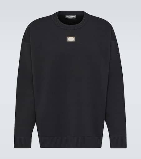 【関税&送料込】Dolce & Gabbana Black Wool Blend Sweatshirt Jersey sweatshirt with branded tag in Black for Men