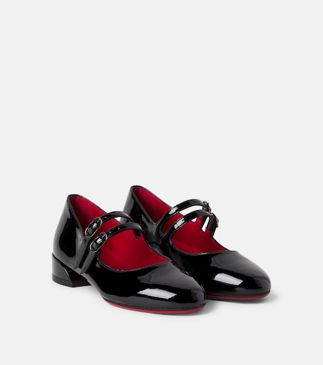 Christian Louboutin Kids 제인 필 페이턴트 레더 발레리나 플랫