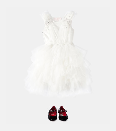 Christian Louboutin Kids 제인 필 페이턴트 레더 발레리나 플랫