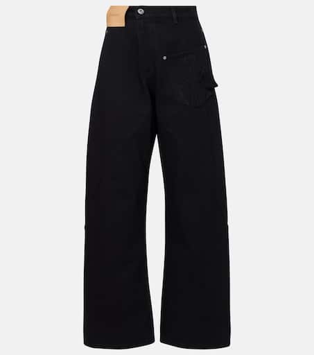 High-rise barrel-leg jeans in black - JW Anderson | Mytheresa