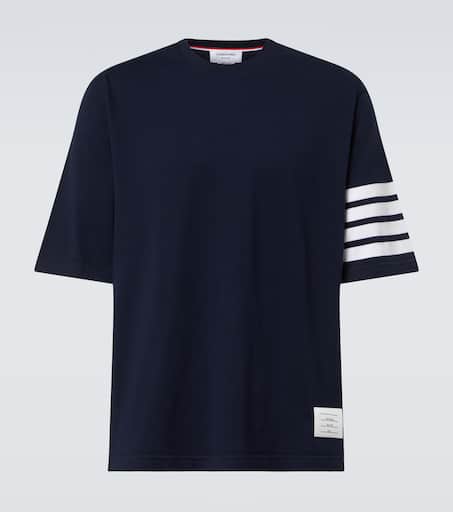 Tシャツ・カットソー THOM BROWNE Men T-shirt Blue MJS010A415 415 Thom Browne Cotton 4-Bar Stripe T-Shirt | Saks Fifth Avenue