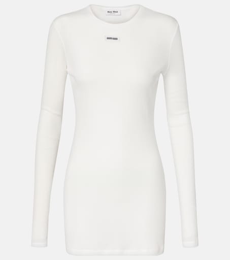 Cotton jersey minidress in white - Miu Miu | Mytheresa