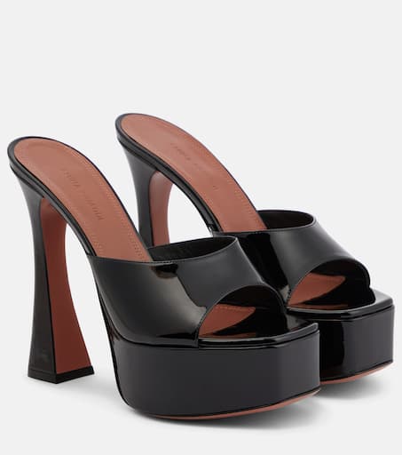 Dalida patent leather platform mules in black - Amina Muaddi