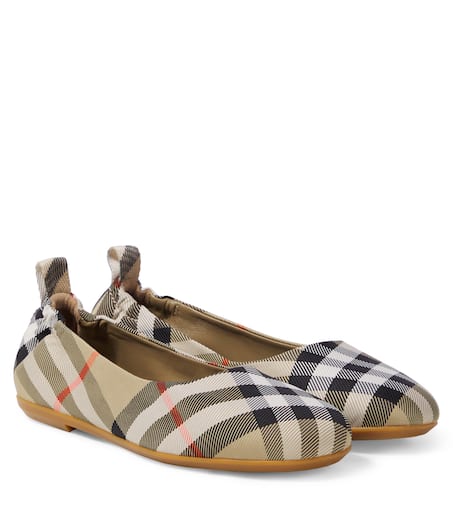 フラットシューズ BURBERRY CHECK BALLET FLATS Burberry Check ballet flats in beige - Burberry Kids | Mytheresa