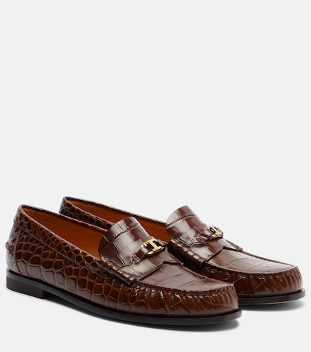 T Timeless croc-effect leather loafers in brown - Tods  display picture 1