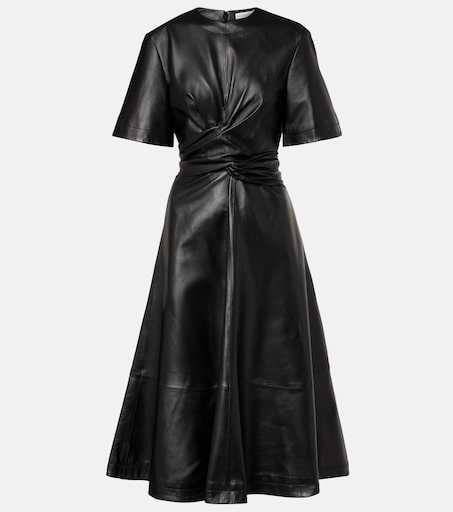 Gathered leather midi dress in black - Altuzarra | Mytheresa