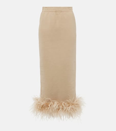 【関税&送料込】Prada Beige Cotto Blend Skirt Prada Beige Silk Midi Skirt With Mirrors | italist