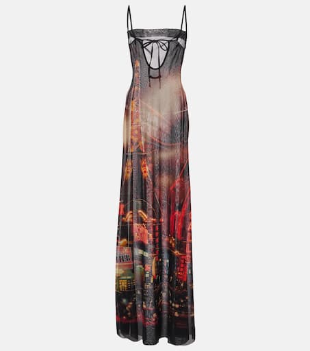 Printed mesh slip dress in multicoloured - Jean Paul