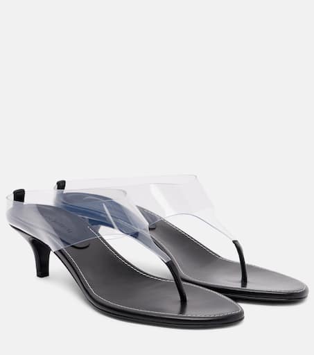 45 leather-trimmed thong sandals in black - Magda Butrym