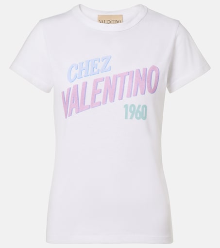 Chez Valentino cotton jersey T-shirt in white - Valentino | Mytheresa