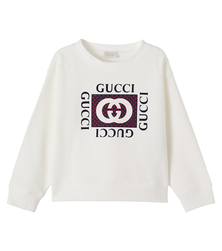 Interlocking G printed cotton sweatshirt in white - Gucci Kids