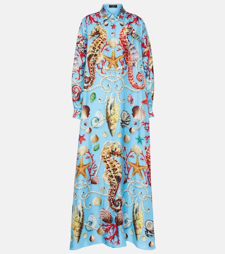 ワンピース Dolce & Gabbana Caftan With Print Silk twill caftan with majolica print in Multicolor for