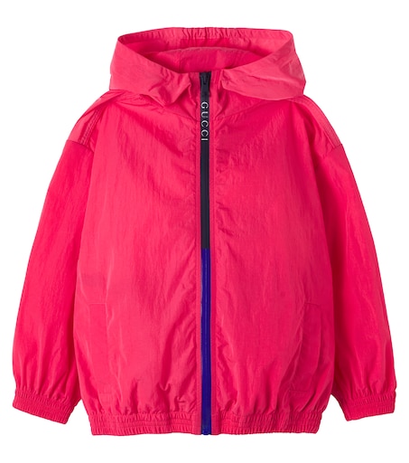 Logo oversized zip-up hoodie in pink - Gucci Kids | Mytheresa