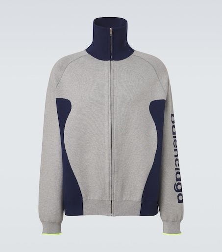 Bodies cotton-blend zip-up cardigan in grey - Balenciaga | Mytheresa