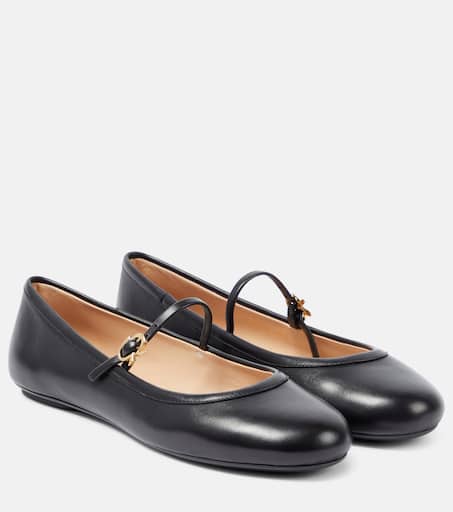 Carla leather Mary Jane ballet flats in black - Gianvito