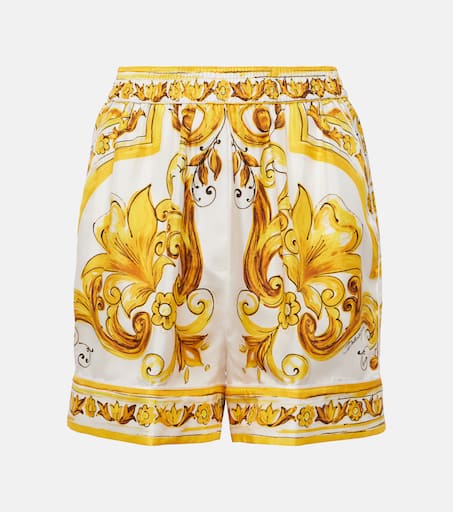 【関税＆送料込み】Dolce & Gabbana Multicolor Silk Shorts Majolica silk shorts in multicoloured - Dolce Gabbana
