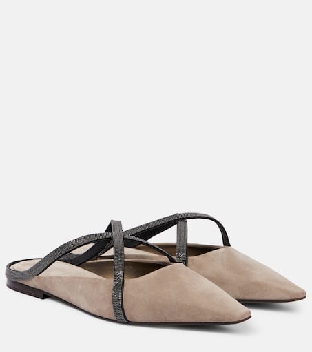 バレエシューズ Brunello Cucinelli Suede Ballerinas With Monili Detail P00937517.jpg