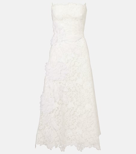Floral-appliqué lace gown in white - Costarellos | Mytheresa