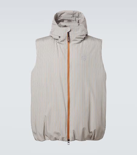 x On striped technical puffer vest in beige - Loewe | Mytheresa