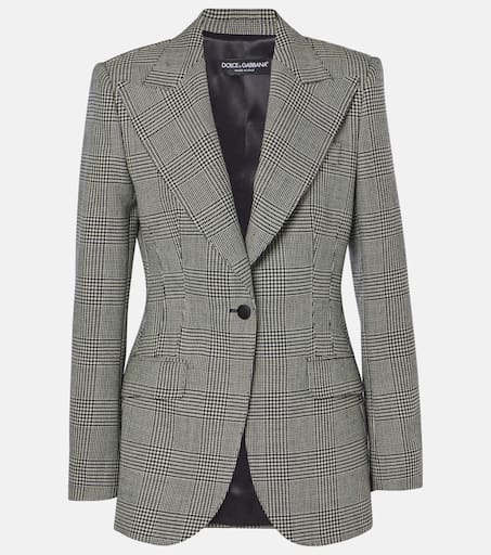 DOLCE&GABBANA★Prince of Wales check virgin wool blazer Prince of Wales check virgin wool blazer in grey - Dolce