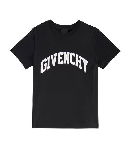 Logo cotton jersey T-shirt in black - Givenchy Kids | Mytheresa