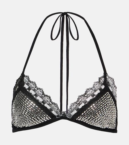 Embellished tulle bra top in black - The Attico | Mytheresa